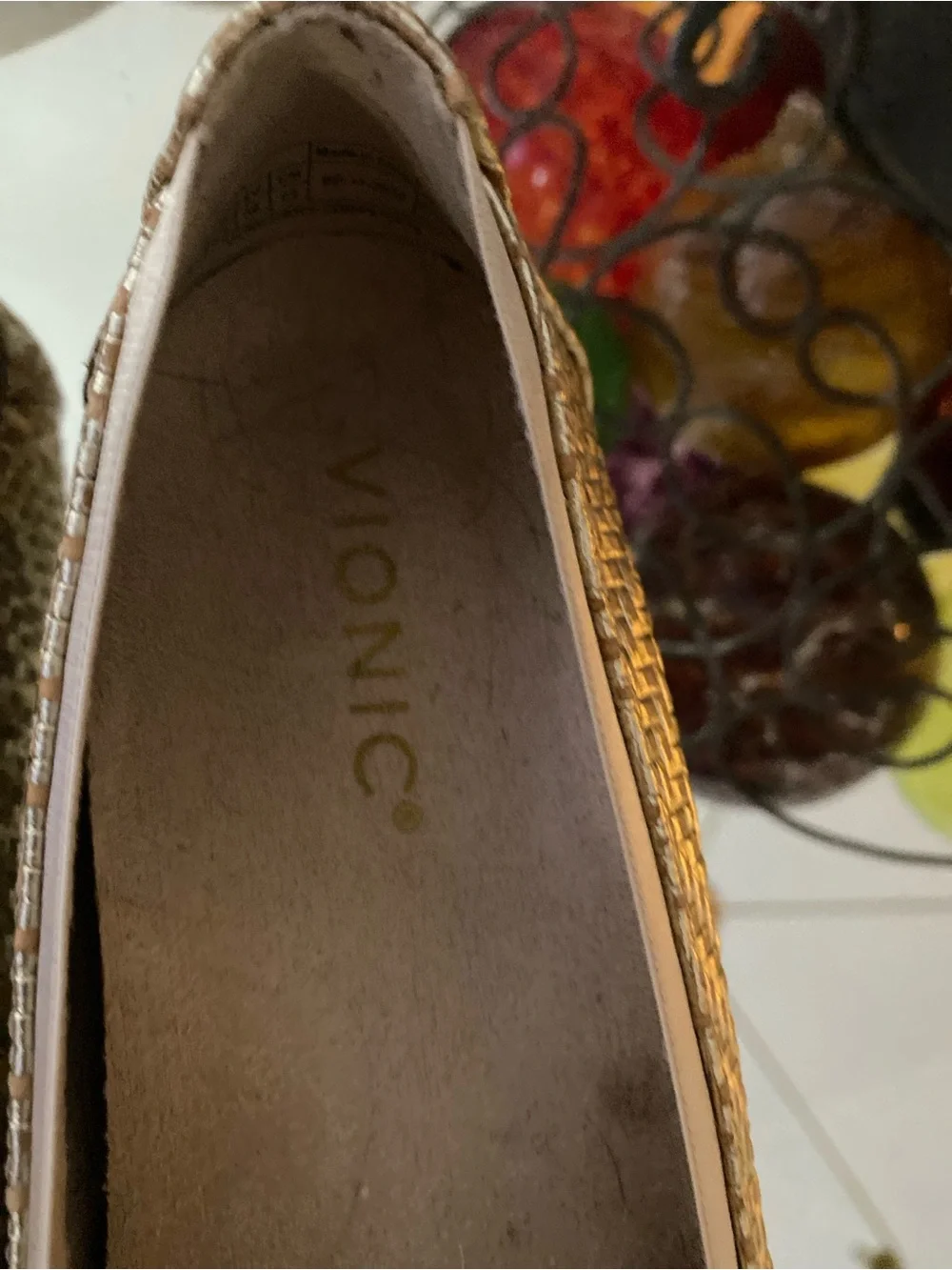 Vionic Metallic Gold Woven Ballet Flats - Women. 6.5